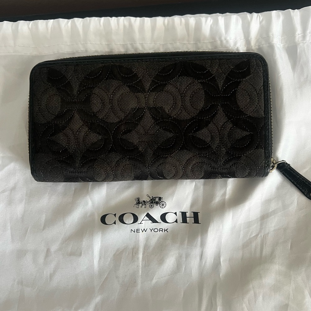 Coach Gramercy Signature Stitch OP Art Accordion Zip Wallet Rare - Picture 5 of 6